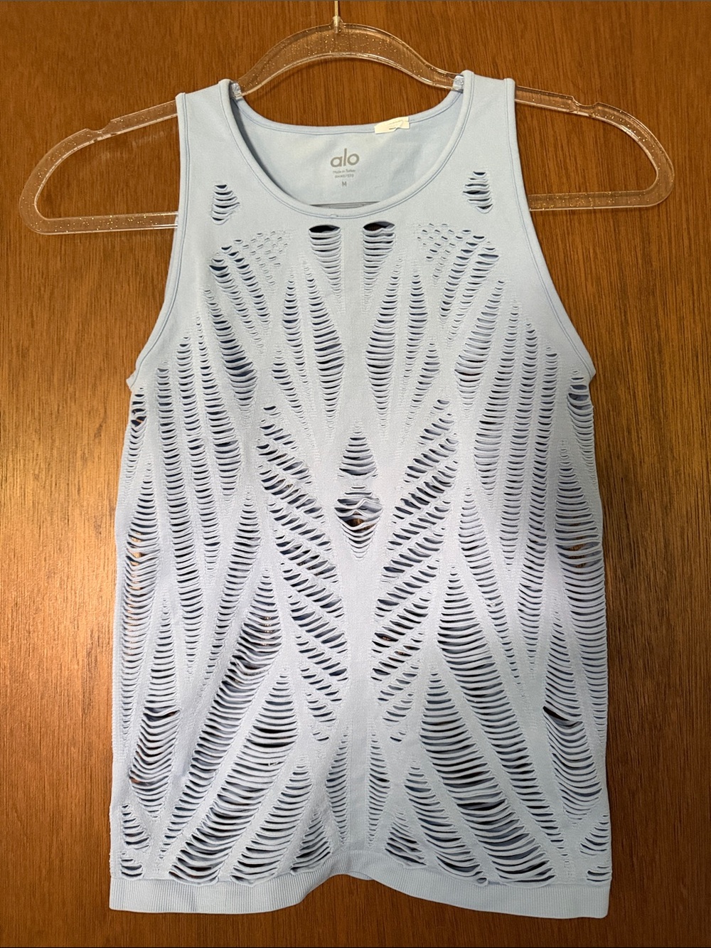 ALO Yoga Light Blue Laser-Cut Athletic Tank